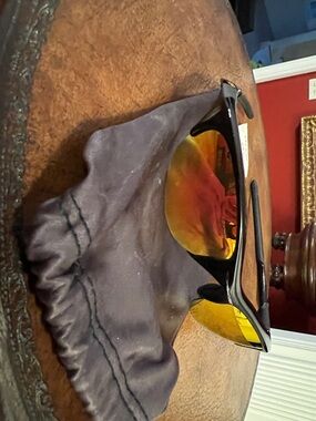 Oakley Black Frame Sunglasses with Amber-Red Mirrored Lenses vintage half jacket